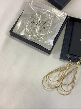 NWT (2) Pair of Milla Layered Teardrop Dangle Earrings - Gold & Silver